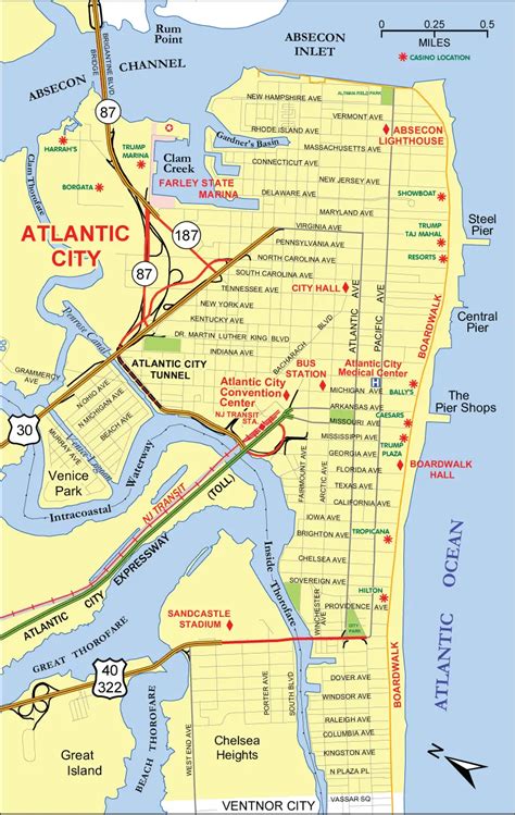 Atlantic City Casino Locais Do Mapa