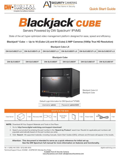 Digital Watchdog Blackjack Cubo Manual