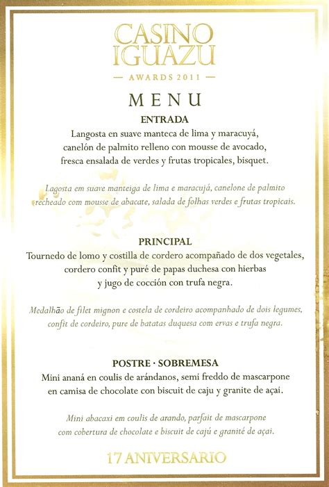 Esmeralda Rainha Casino Menu De Jantar