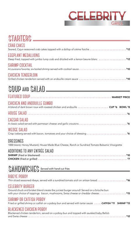 Hollywood Casino Mountain View Menu