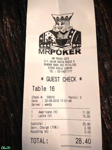 Mr Poker Sri Petaling Menu