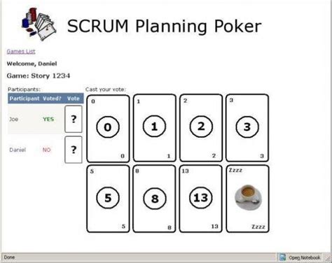 Planning Poker Scrum Instituto